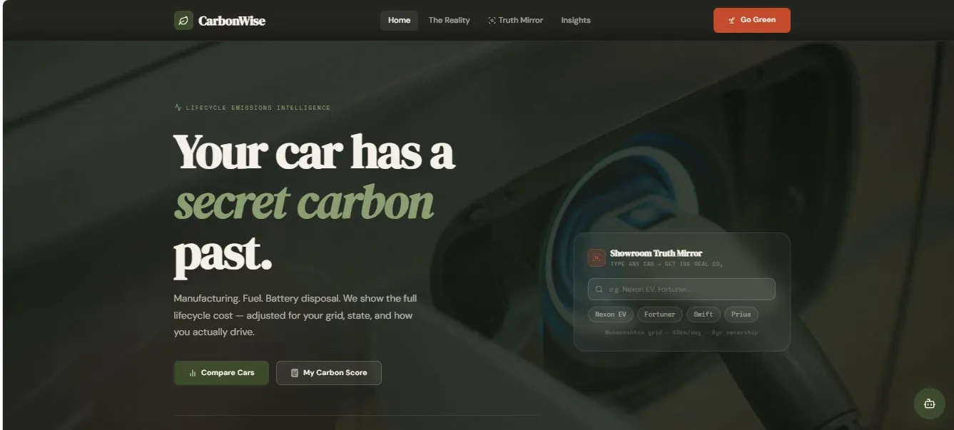 CarbonWise homepage screenshot